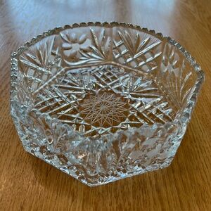 Irena Cut Crystal Octagonal 8"
Centerpiece Bowl Sawtooth Rim Poland